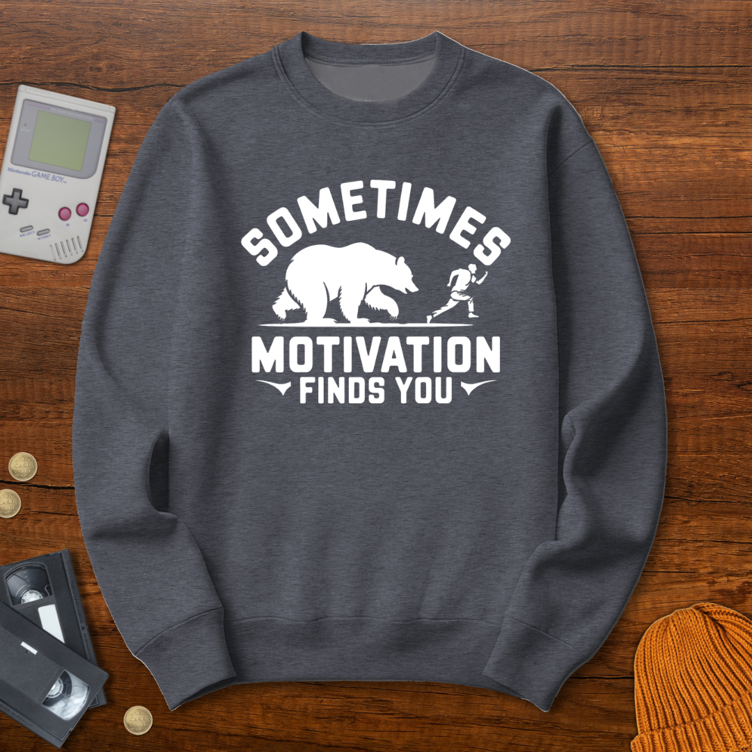 Printify Sweatshirt S / Graphite Heather Motivation Finds You - Sweatshirt