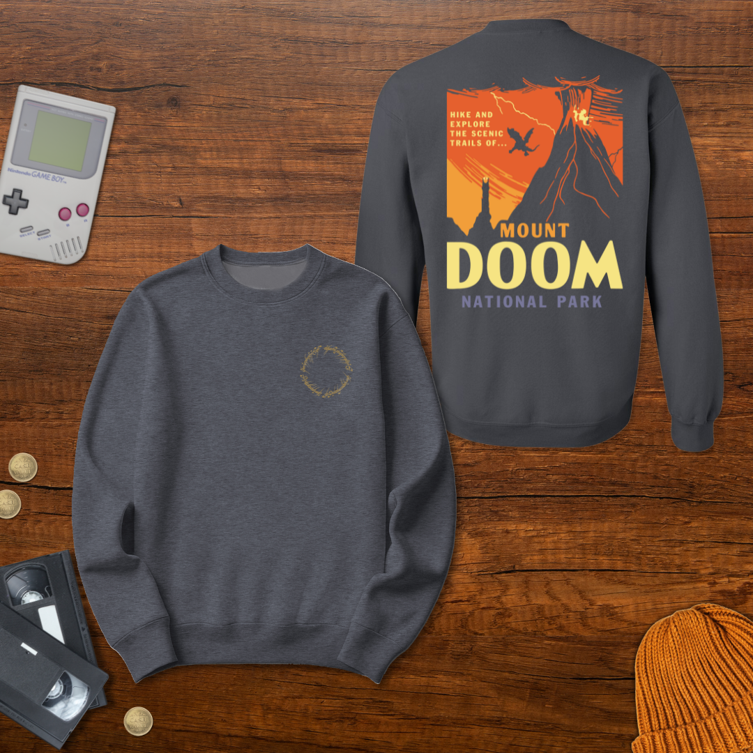Printify Sweatshirt S / Graphite Heather Mt Doom - Sweatshirt