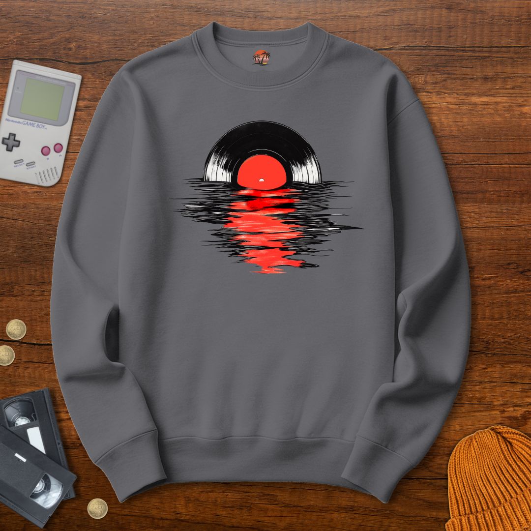 Printify Sweatshirt S / Graphite Heather Record Sunset - Sweatshirt