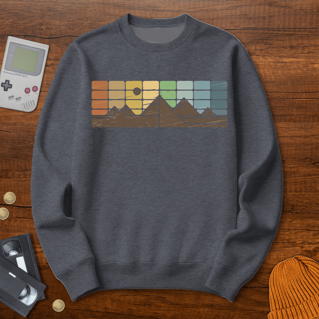 Printify Sweatshirt S / Graphite Heather Retro Mountain Horizon - Sweatshirt