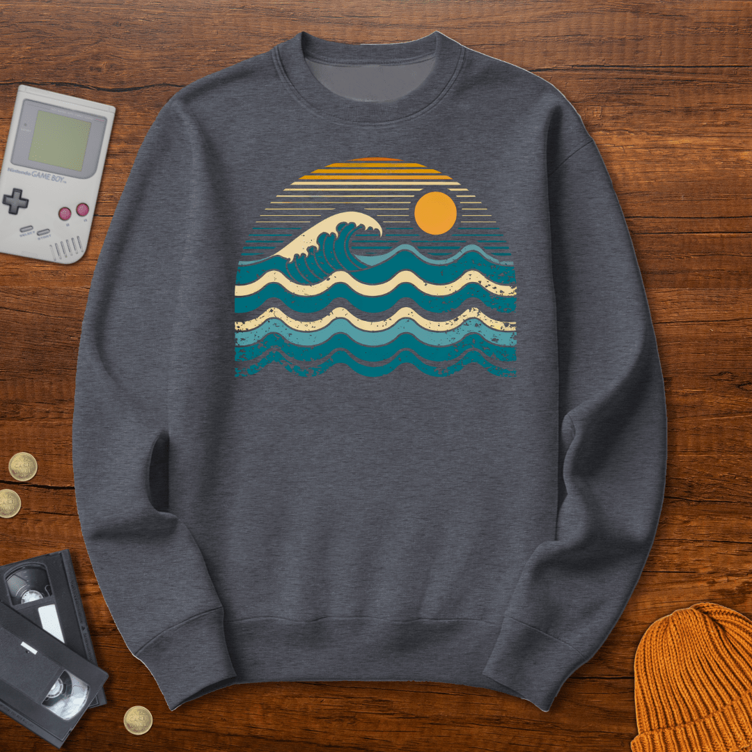 Printify Sweatshirt S / Graphite Heather Retro Waves - Sweatshirt