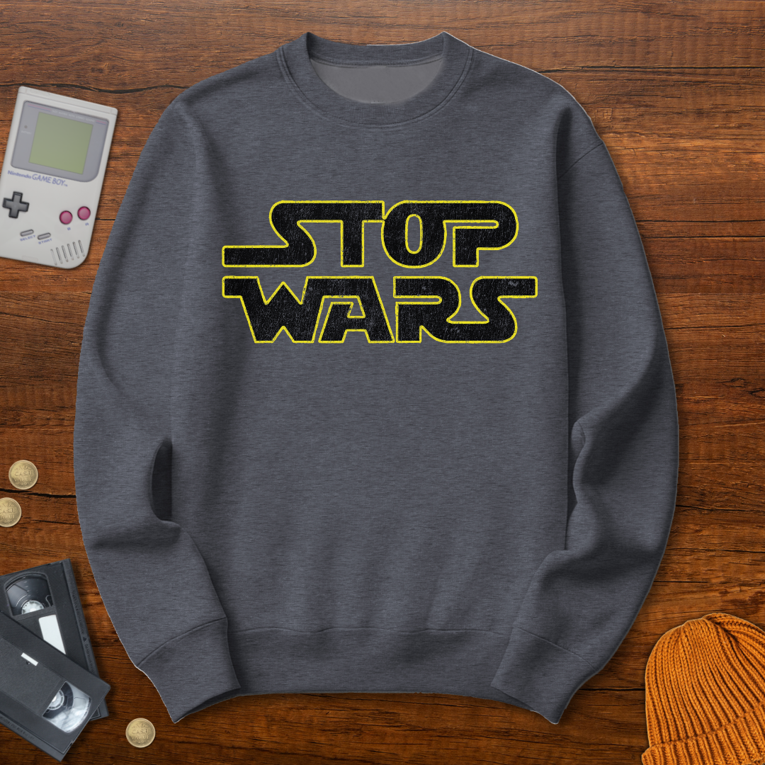 Printify Sweatshirt S / Graphite Heather Stop Wars - Sweatshirt