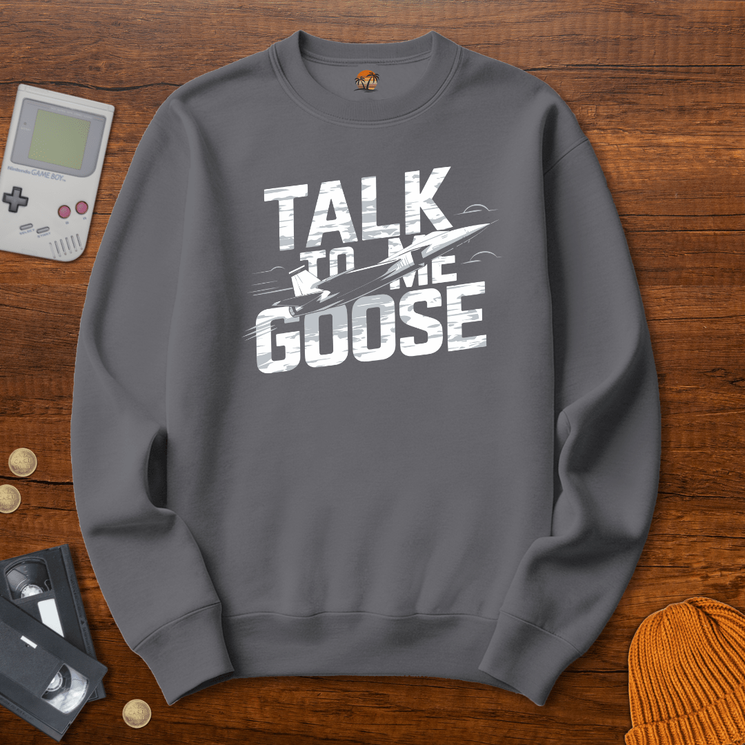 Printify Sweatshirt S / Graphite Heather Talk to me Goose - Sweatshirt
