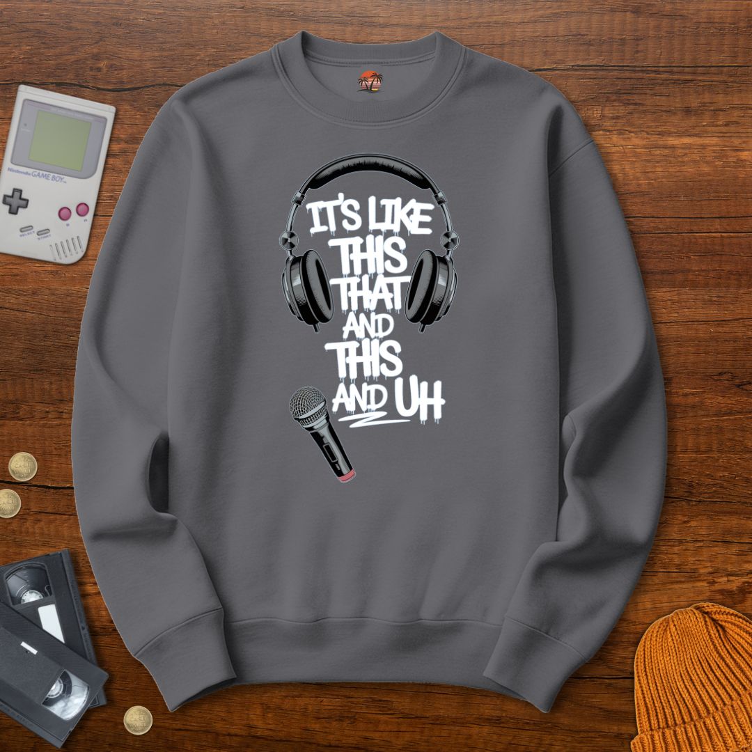 Printify Sweatshirt S / Graphite Heather This That and This and Uh - Sweatshirt