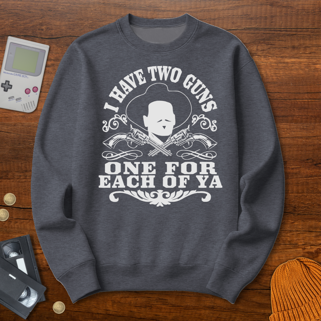 Printify Sweatshirt S / Graphite Heather Two Guns - Sweatshirt