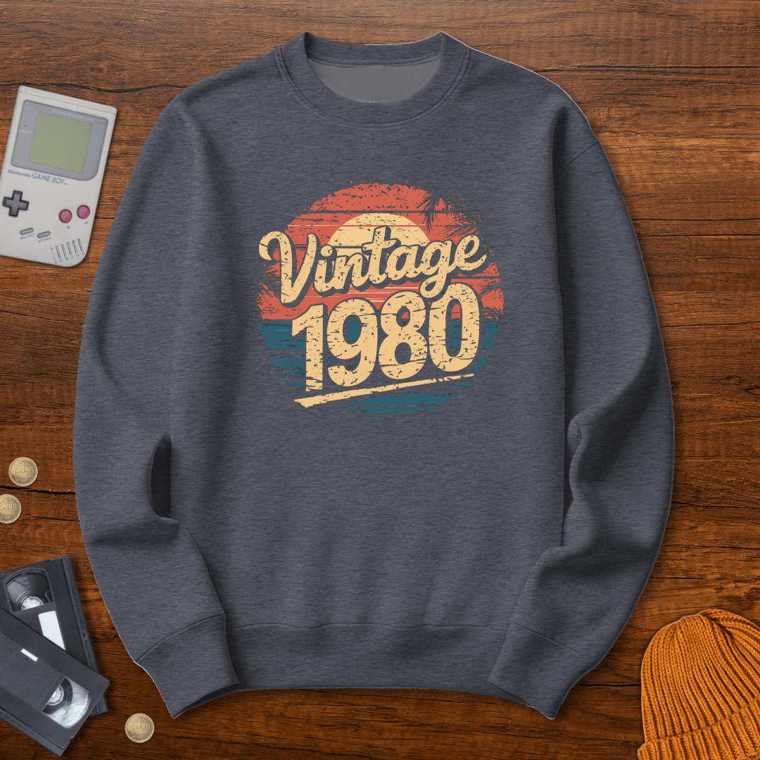Printify Sweatshirt S / Graphite Heather Vintage 80s - Sweatshirt