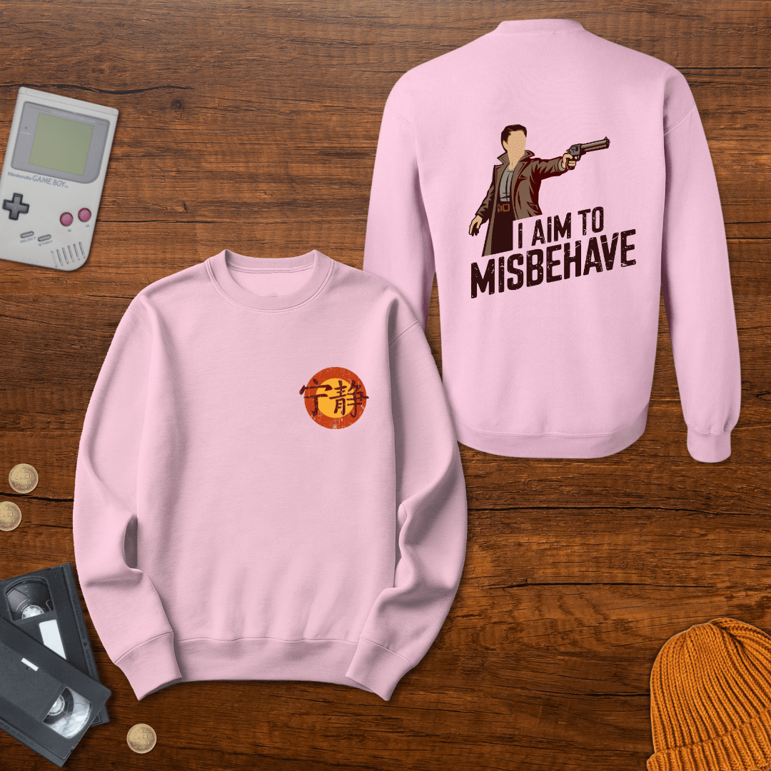 Printify Sweatshirt S / Light Pink Aim to Misbehave - Sweatshirt