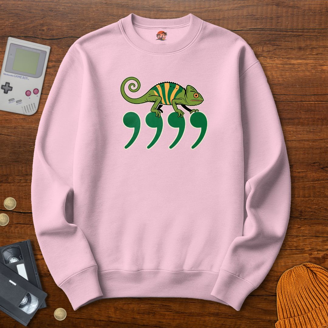 Printify Sweatshirt S / Light Pink Comma Chameleon - Sweatshirt