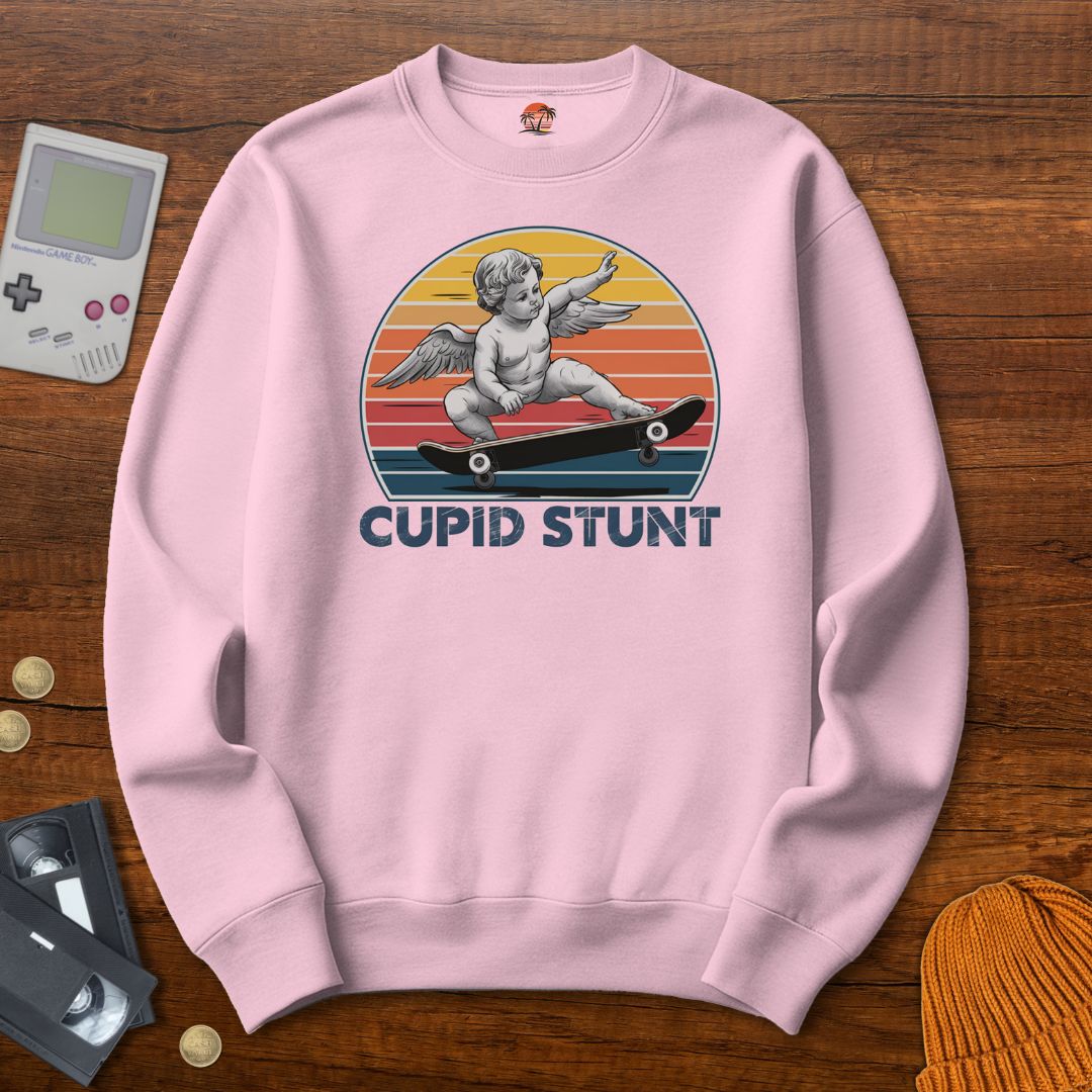 Printify Sweatshirt S / Light Pink Cupid Stunt - Sweatshirt