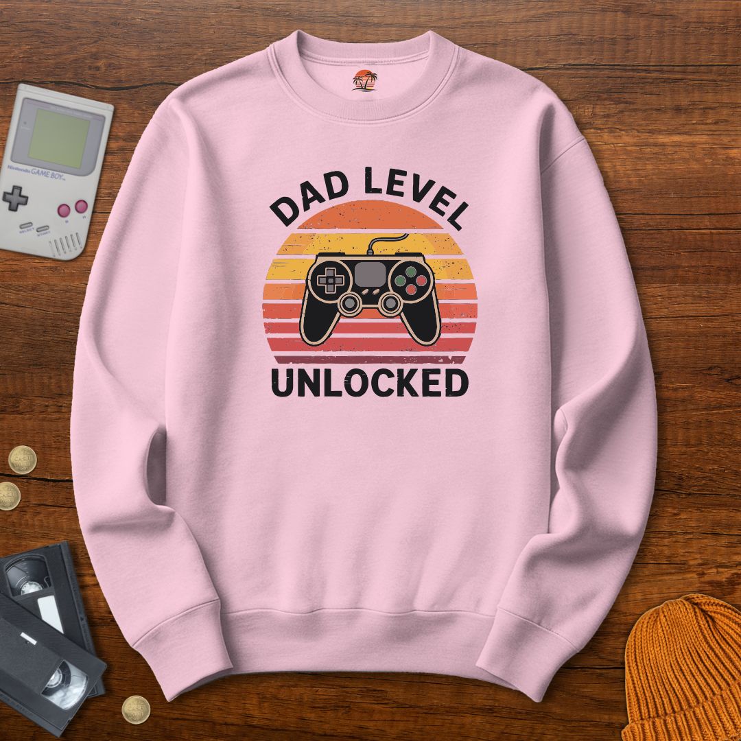 Printify Sweatshirt S / Light Pink Dad level unlocked - Sweatshirt