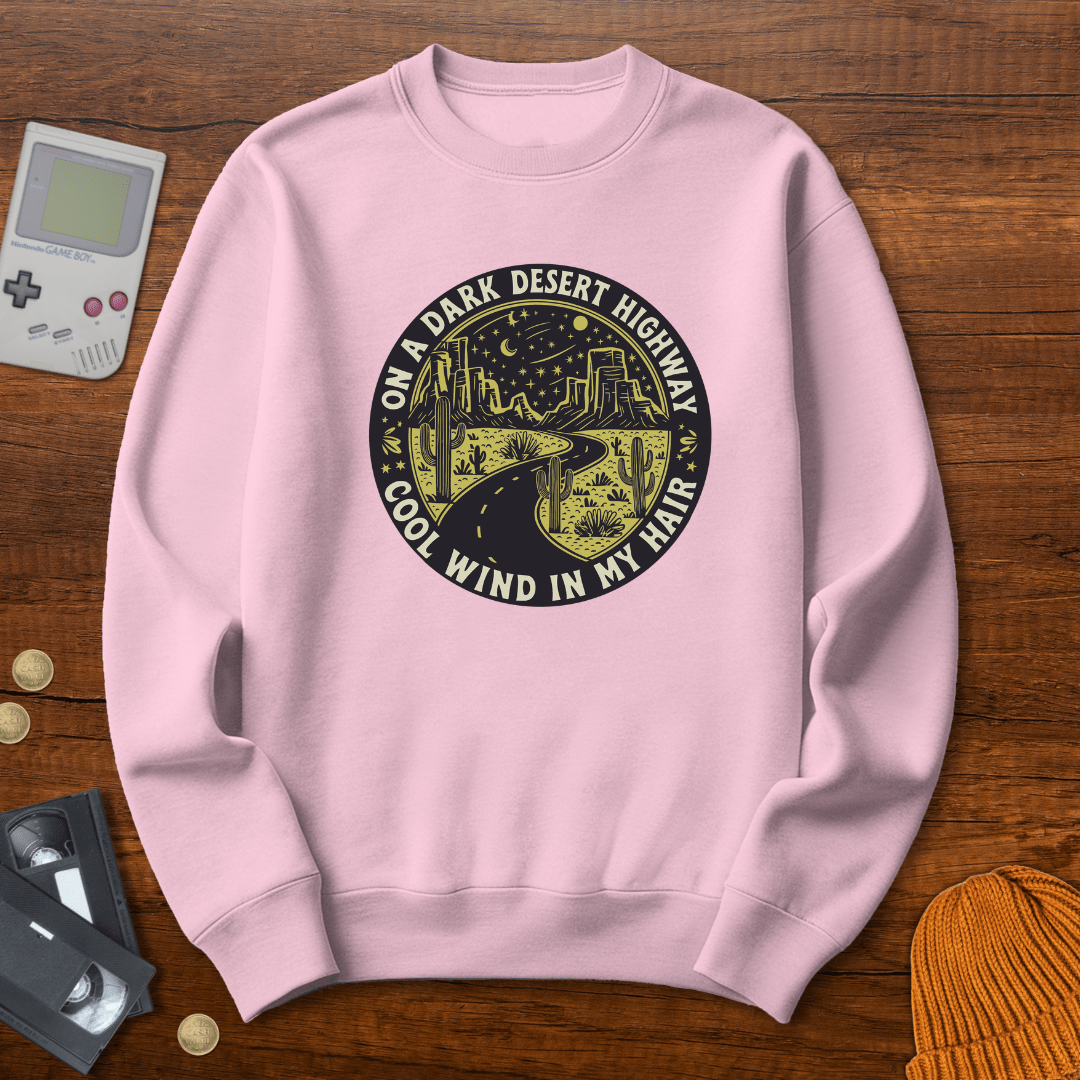 Printify Sweatshirt S / Light Pink Dark Desert Highway - Sweatshirt