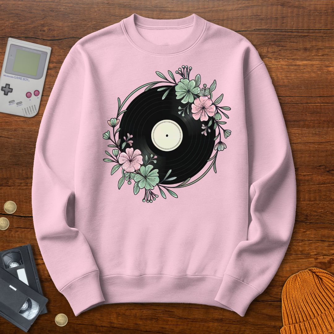 Printify Sweatshirt S / Light Pink Flower Record - Sweatshirt