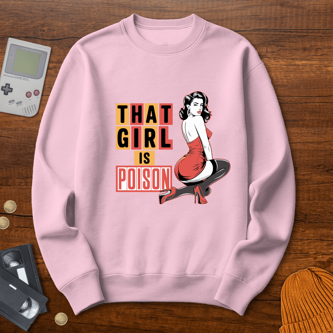 Printify Sweatshirt S / Light Pink Girl is Poison - Sweatshirt