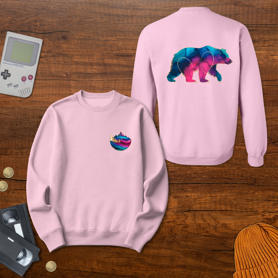 Printify Sweatshirt S / Light Pink Gradient Grizzly - Sweatshirt