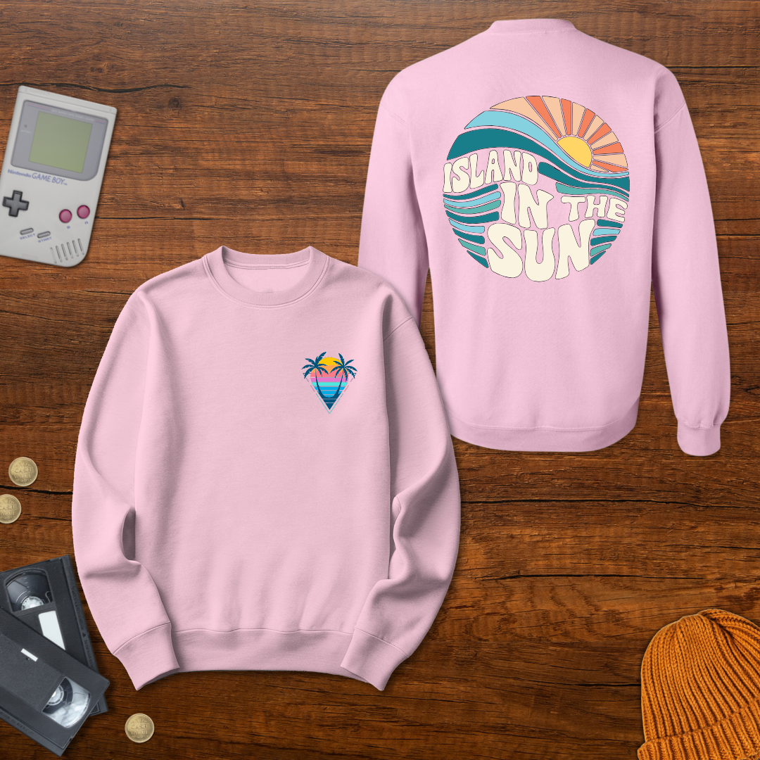 Printify Sweatshirt S / Light Pink Island in the Sun - Sweatshirt