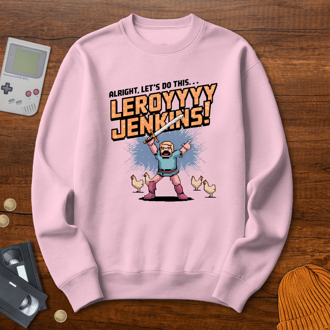 Printify Sweatshirt S / Light Pink Leeroy Jenkins - Sweatshirt