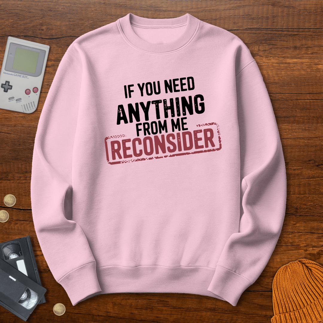 Printify Sweatshirt S / Light Pink Reconsider - Sweatshirt