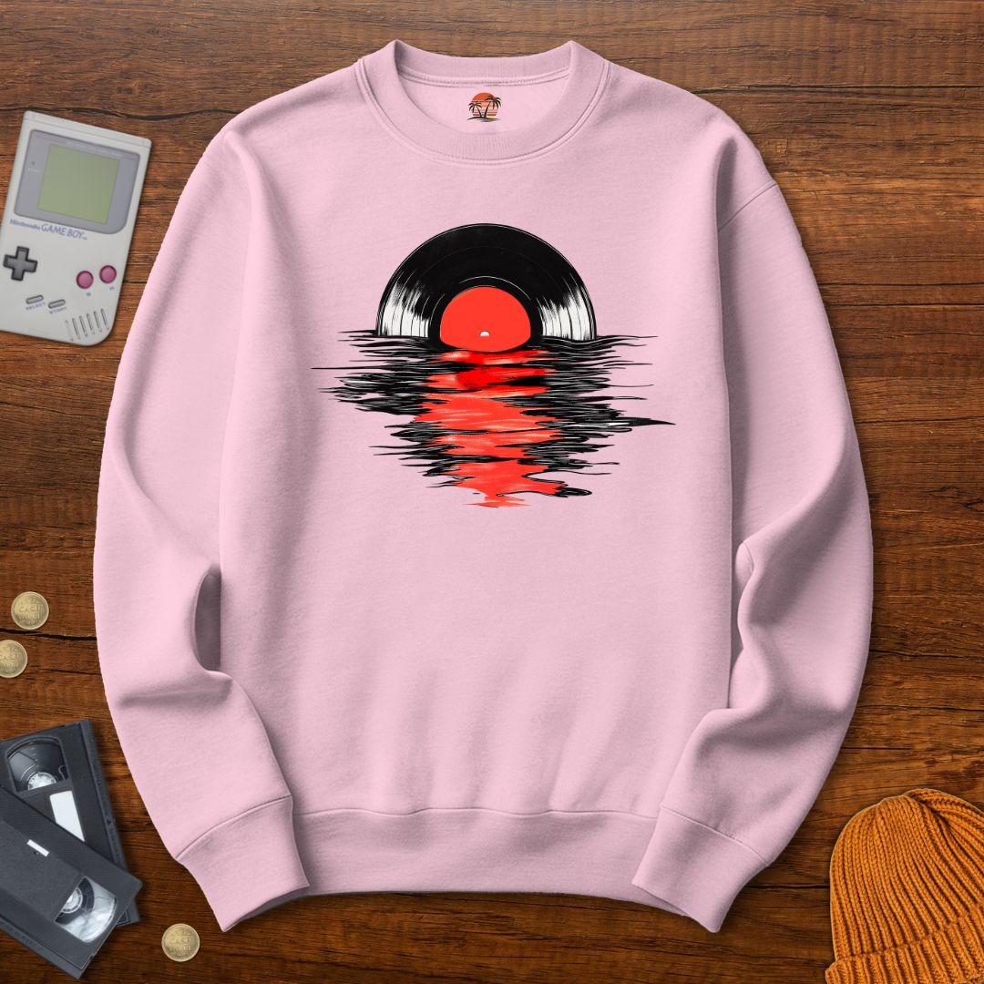 Printify Sweatshirt S / Light Pink Record Sunset - Sweatshirt