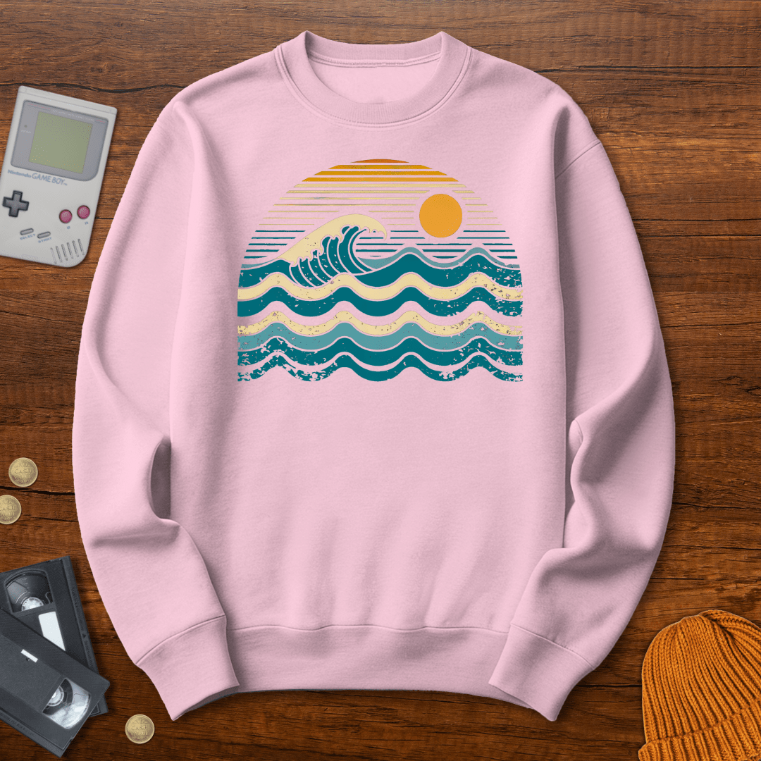 Printify Sweatshirt S / Light Pink Retro Waves - Sweatshirt