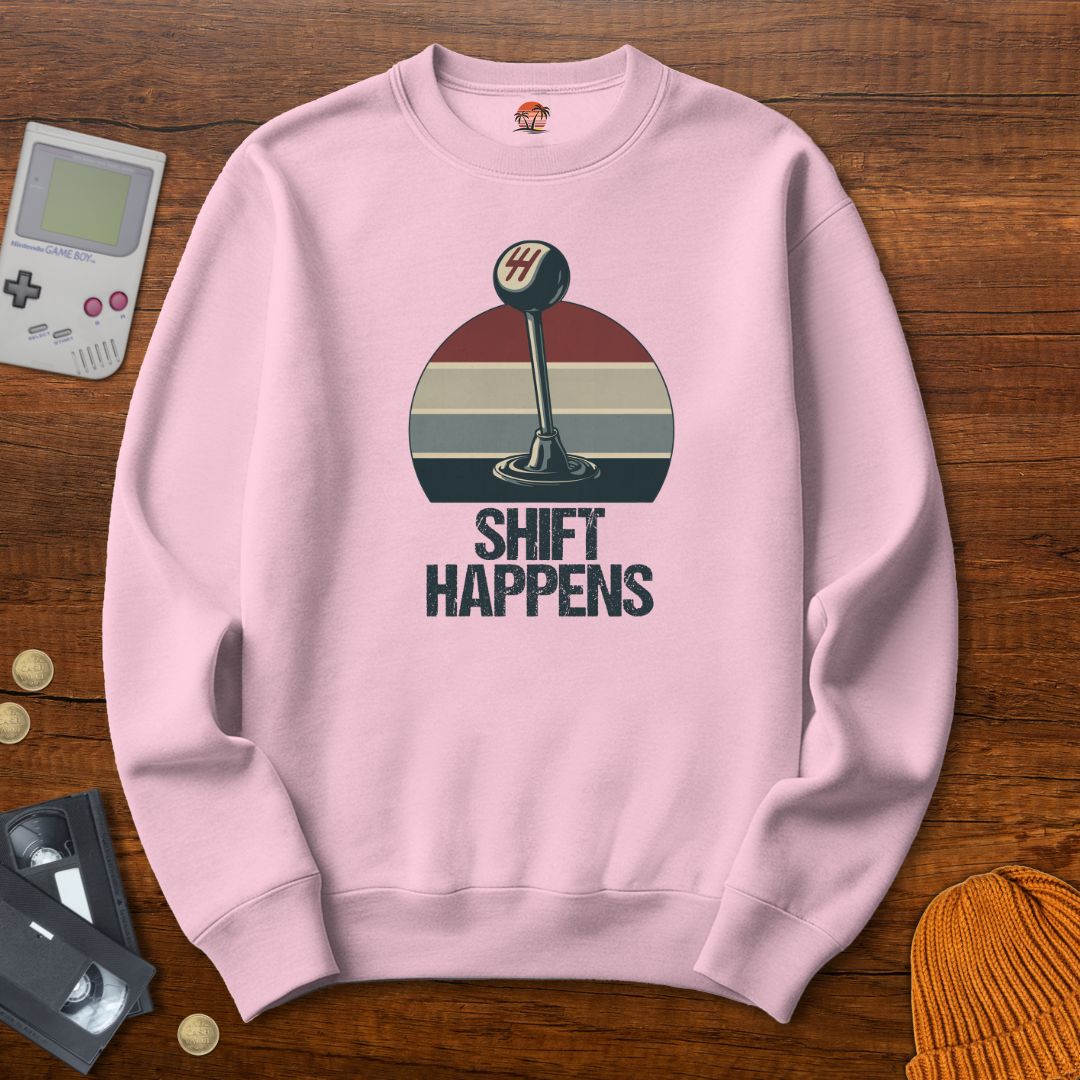 Printify Sweatshirt S / Light Pink Shift Happens - Sweatshirt