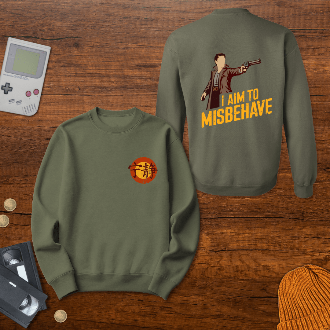 Printify Sweatshirt S / Military Green Aim to Misbehave - Sweatshirt
