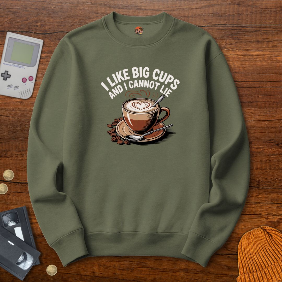 Printify Sweatshirt S / Military Green Big Cups - Sweatshirt