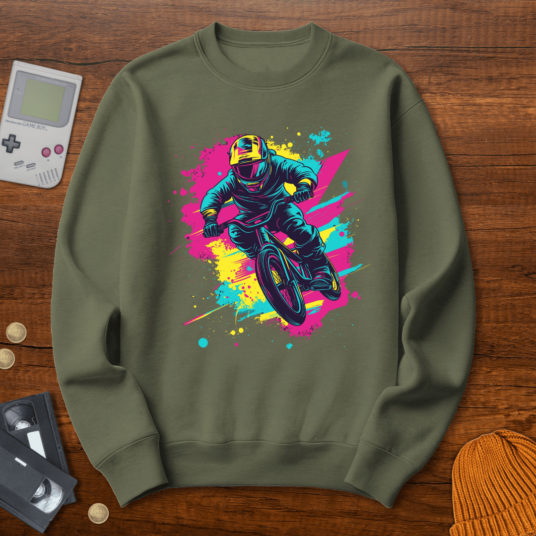 Printify Sweatshirt S / Military Green BMX Kid- Sweatshirt
