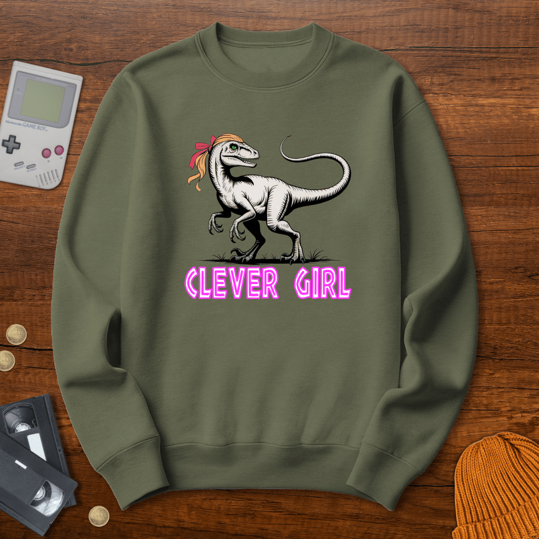 Printify Sweatshirt S / Military Green Clever Girl - Sweatshirt