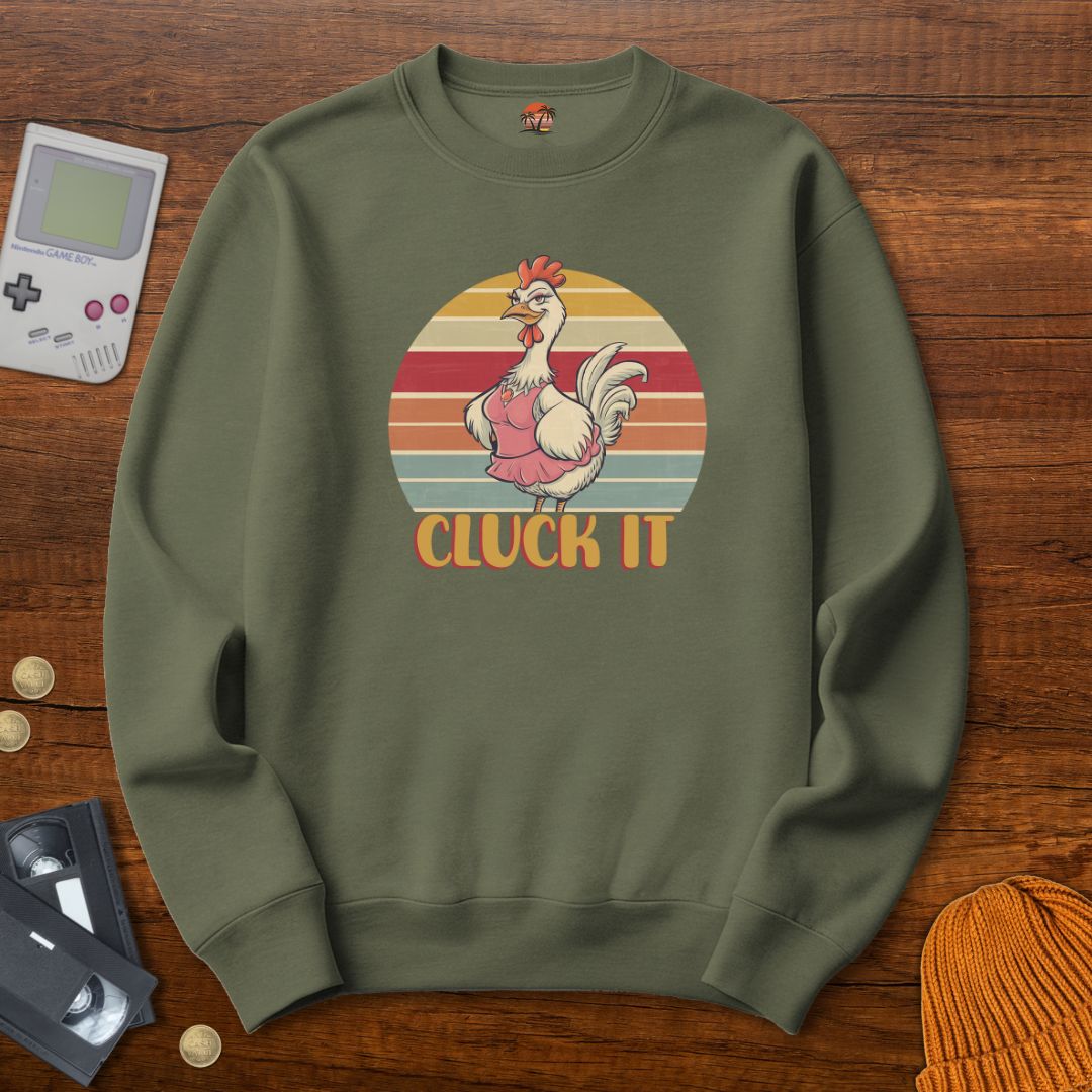 Printify Sweatshirt S / Military Green Cluck It - Sweatshirt