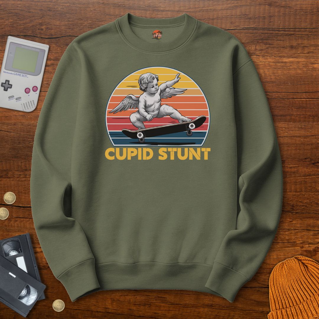 Printify Sweatshirt S / Military Green Cupid Stunt - Sweatshirt