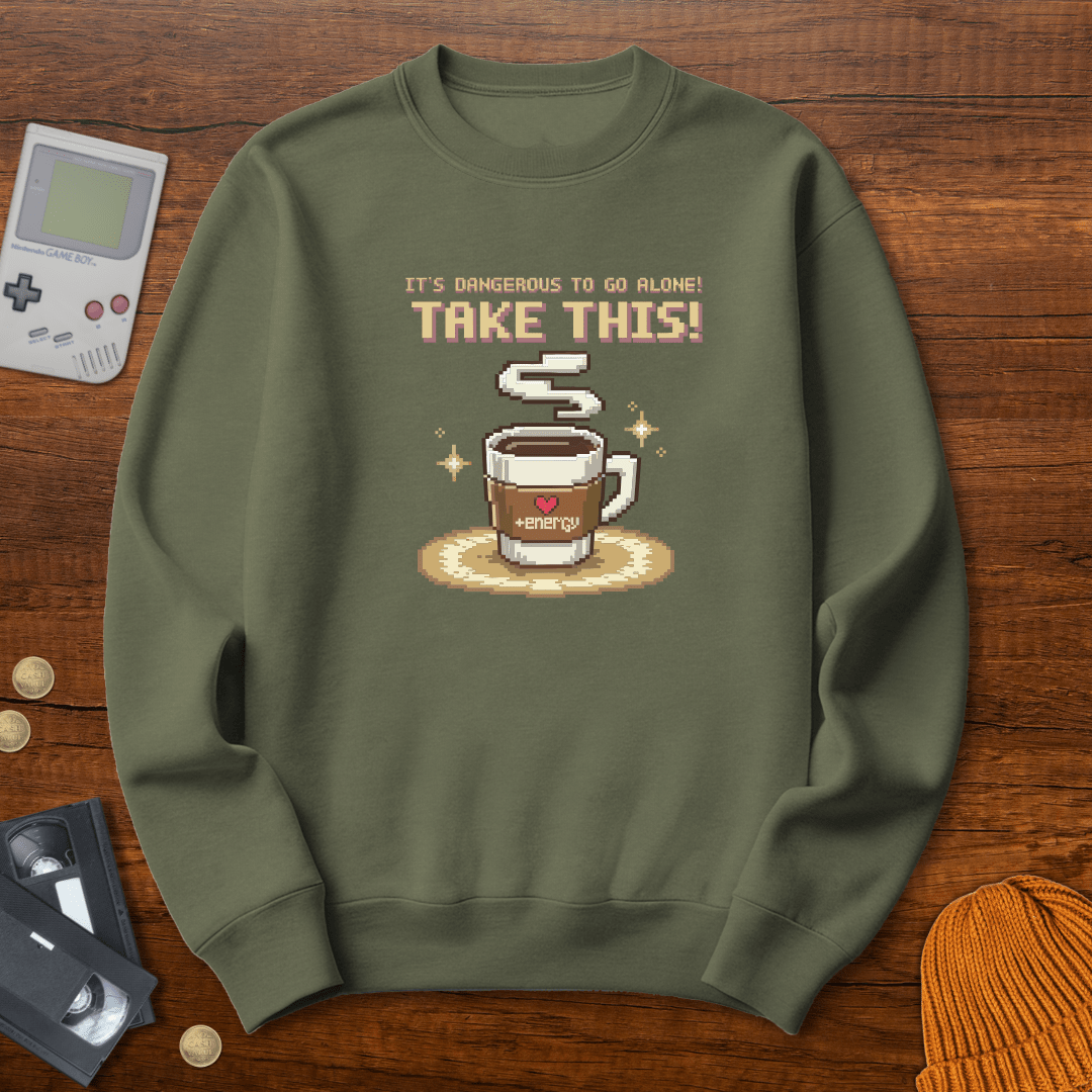 Printify Sweatshirt S / Military Green Dangerous to go alone - Sweatshirt