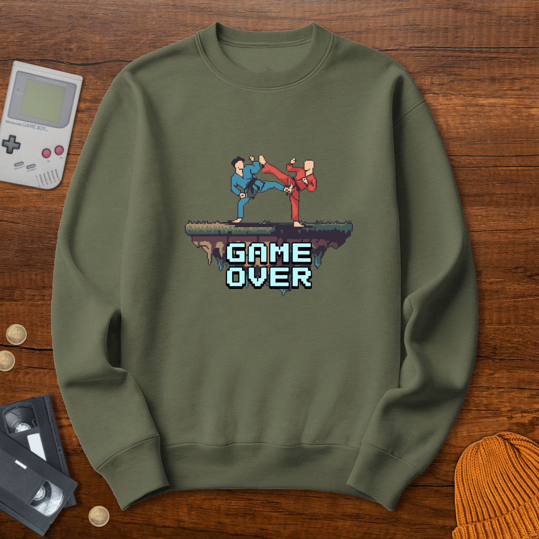 Printify Sweatshirt S / Military Green Game Over - Sweatshirt