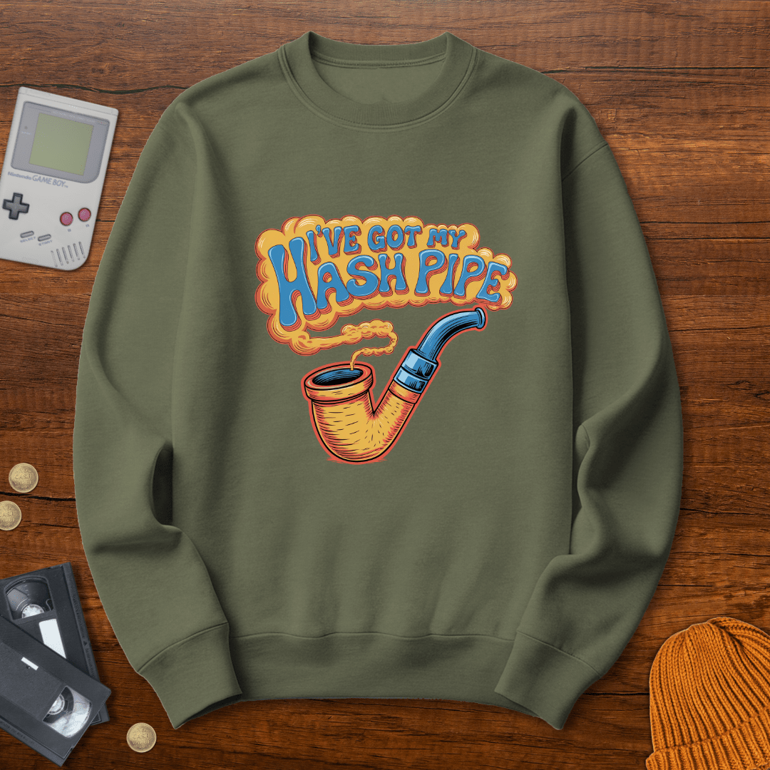 Printify Sweatshirt S / Military Green Hashpipe - Sweatshirt