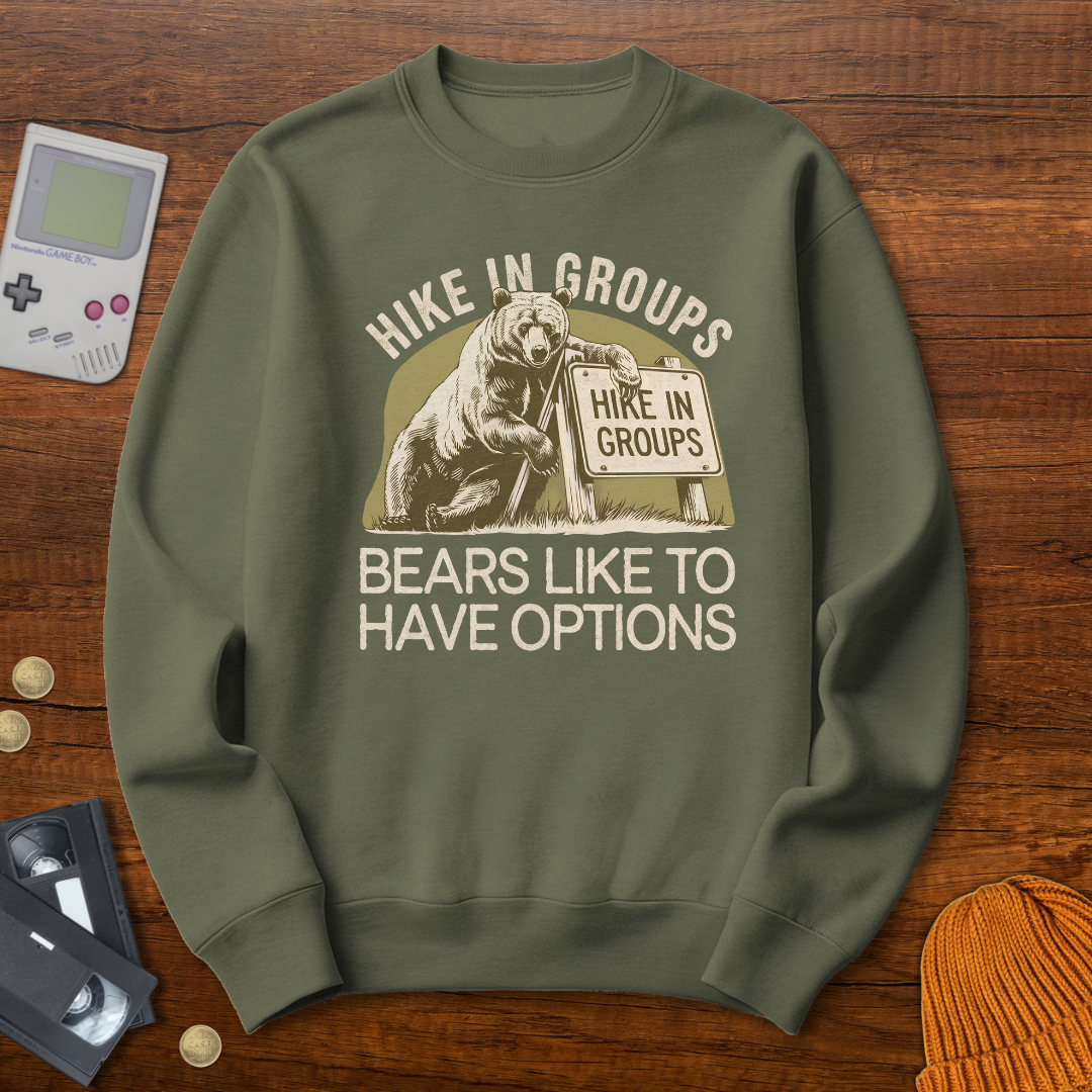 Printify Sweatshirt S / Military Green Hike in Groups - Sweatshirt
