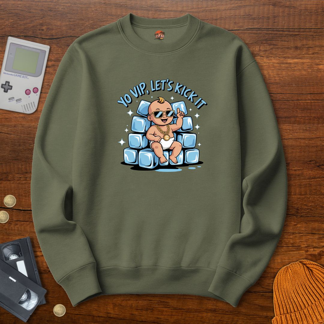 Printify Sweatshirt S / Military Green ice ice baby - Sweatshirt