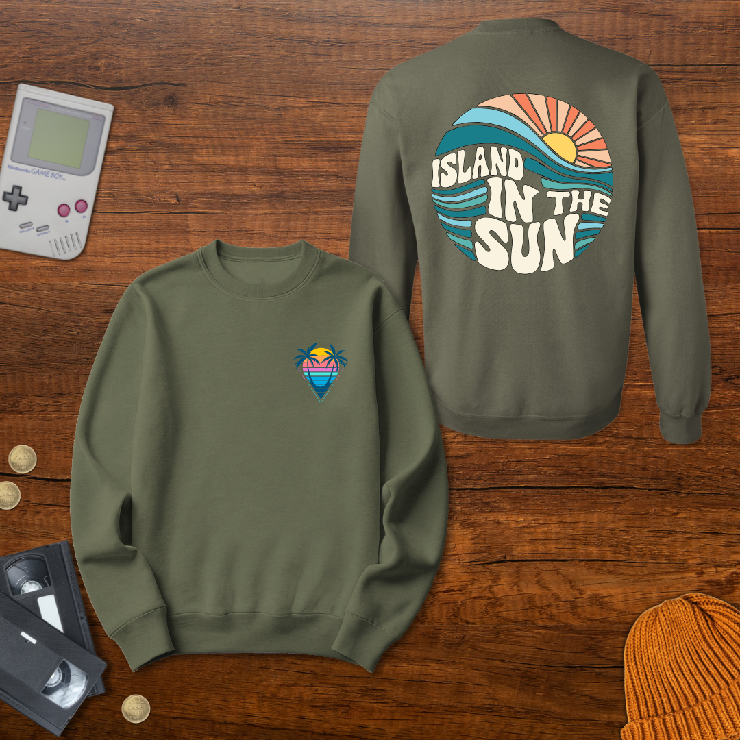 Printify Sweatshirt S / Military Green Island in the Sun - Sweatshirt