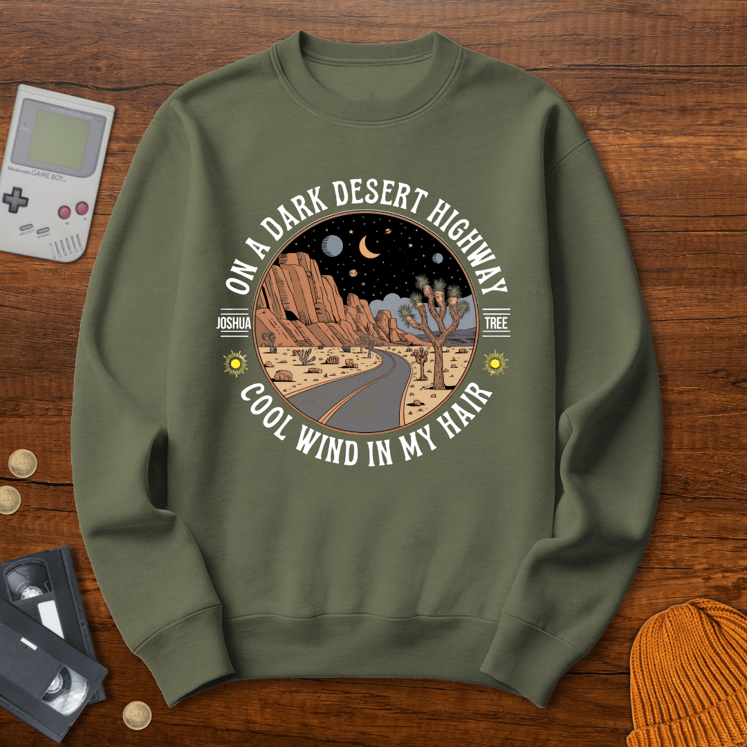 Printify Sweatshirt S / Military Green Joshua Tree Hwy - Sweatshirt