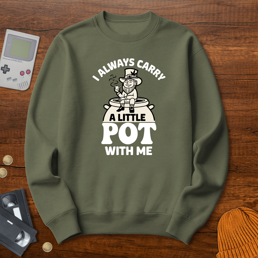 Printify Sweatshirt S / Military Green Little Pot - Sweatshirt