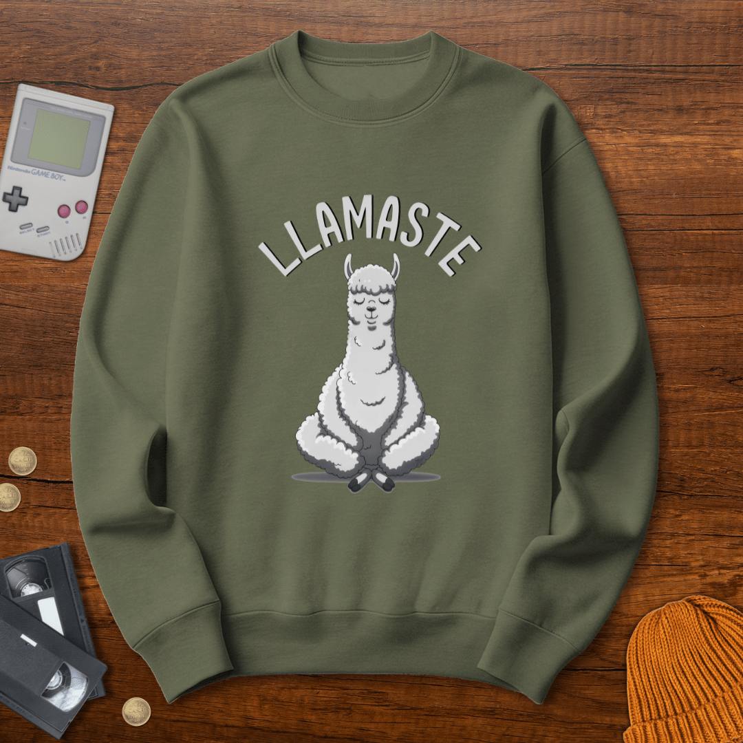 Printify Sweatshirt S / Military Green Llamaste - Sweatshirt