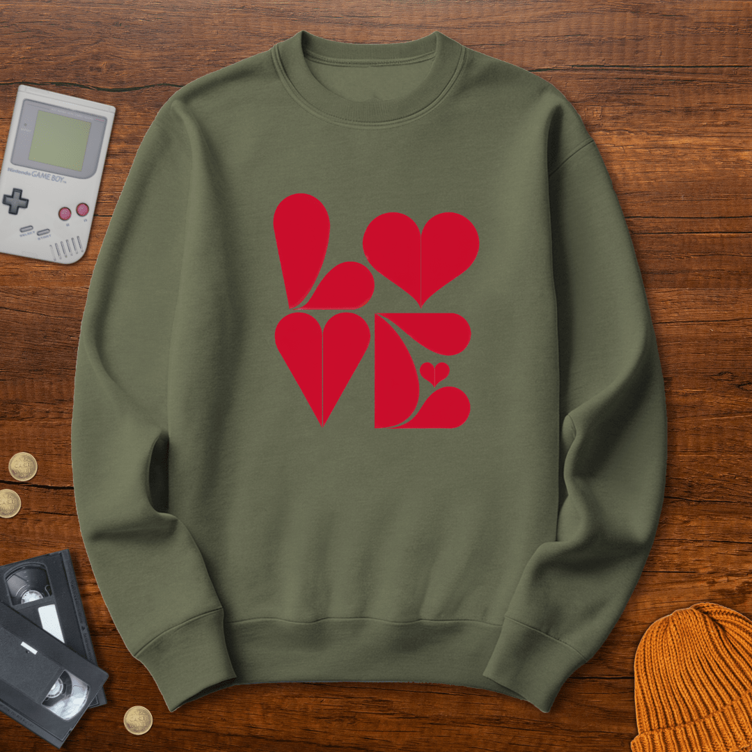 Printify Sweatshirt S / Military Green LOVE - Sweatshirt