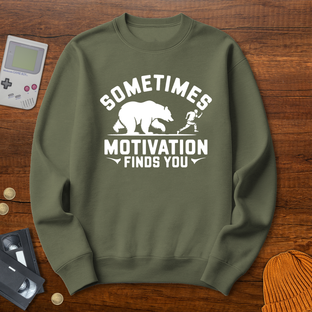 Printify Sweatshirt S / Military Green Motivation Finds You - Sweatshirt