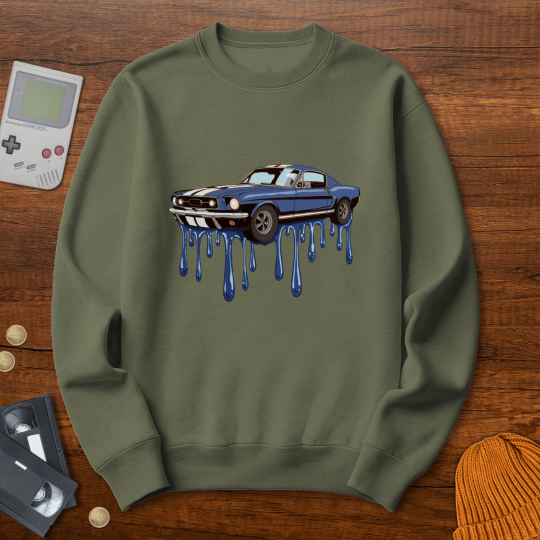 Printify Sweatshirt S / Military Green Muscle Car - Sweatshirt