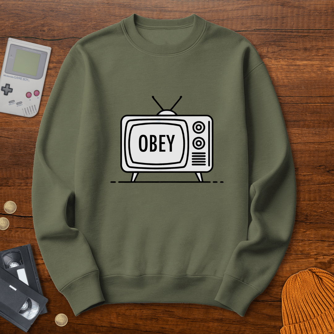 Printify Sweatshirt S / Military Green Obey - Sweatshirt