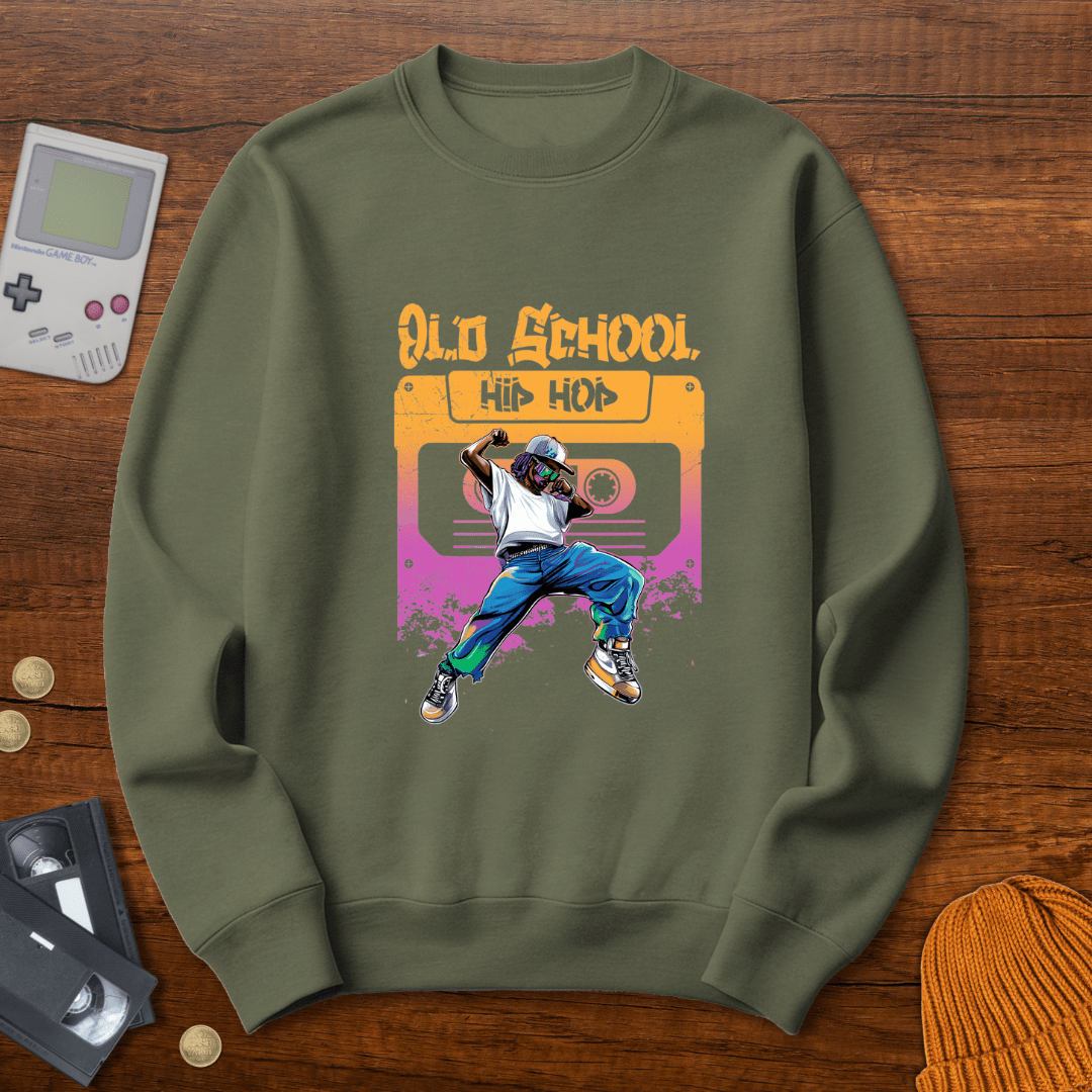 Printify Sweatshirt S / Military Green Old School HipHop - Sweatshirt