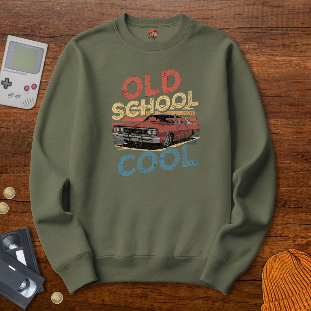 Printify Sweatshirt S / Military Green Old School - Sweatshirt