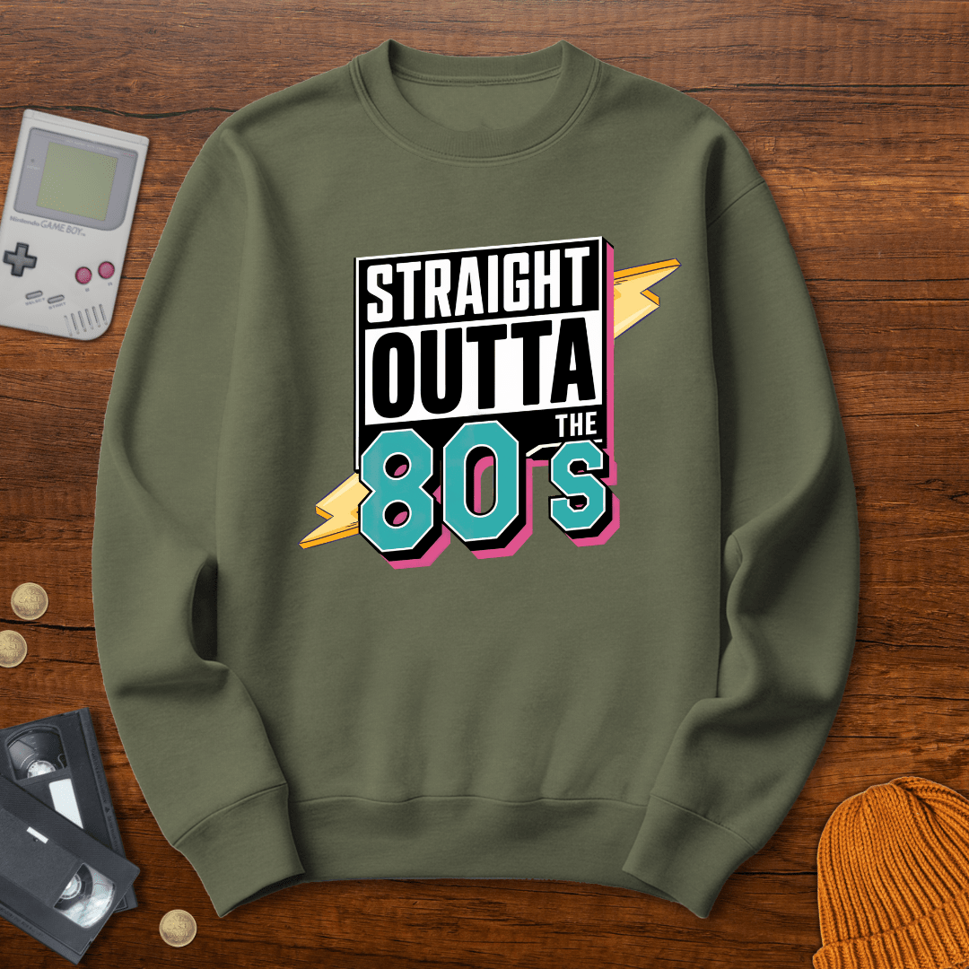 Printify Sweatshirt S / Military Green Outta the 80s - Sweatshirt