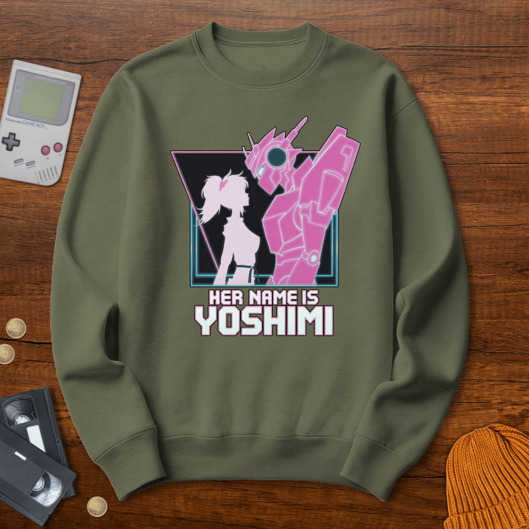 Printify Sweatshirt S / Military Green Pink Robots - Sweatshirt
