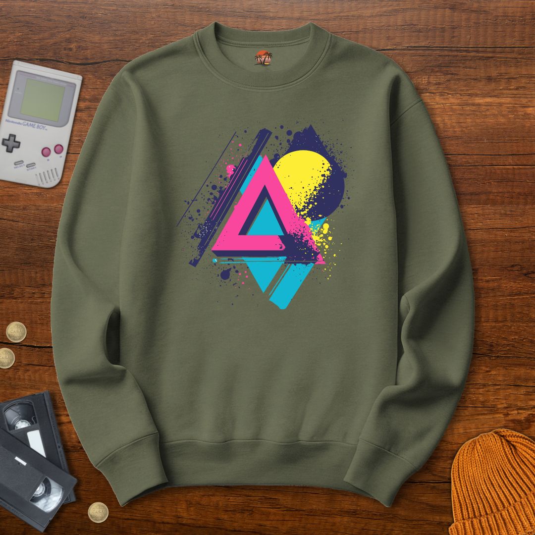 Printify Sweatshirt S / Military Green Retro Abstract - Sweatshirt