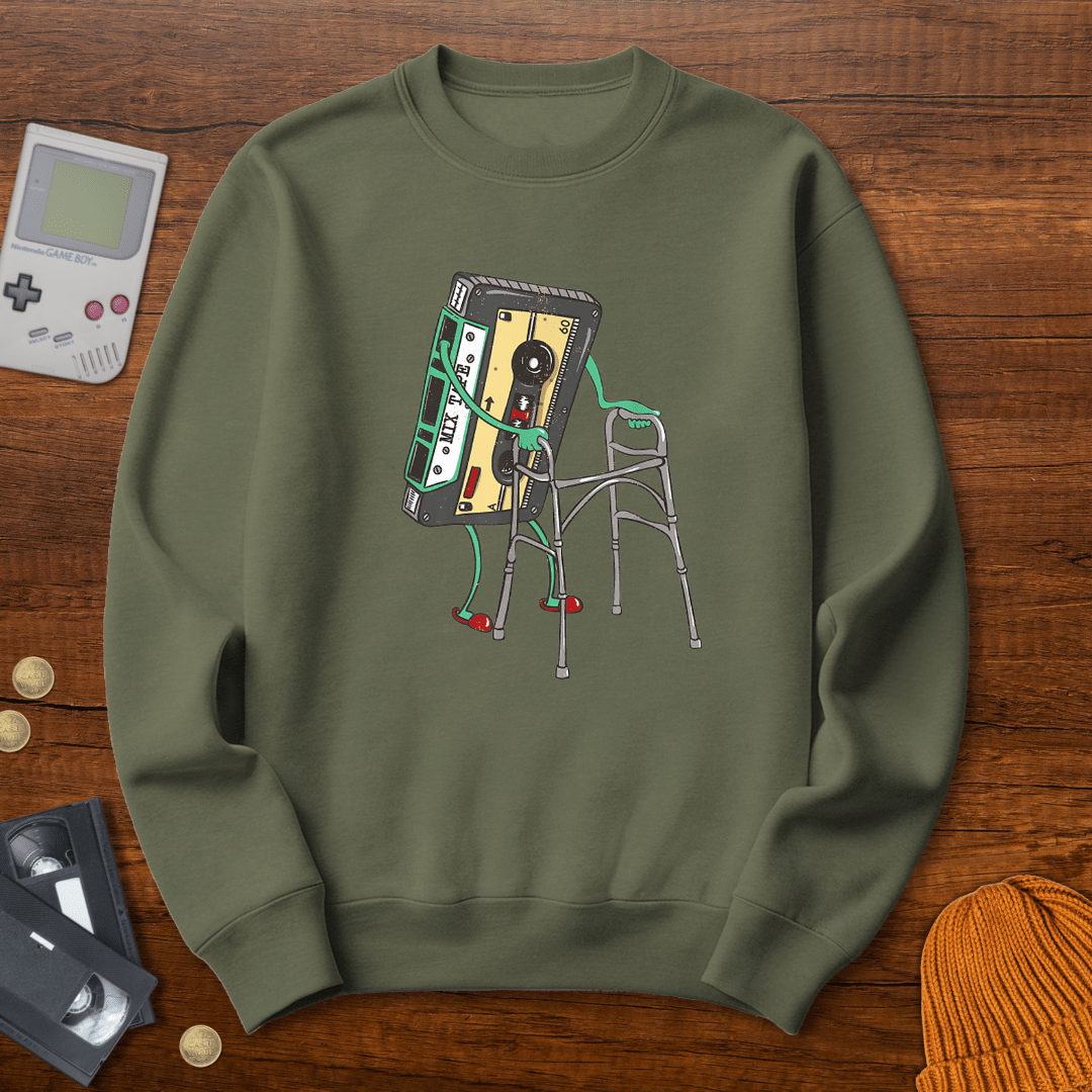 Printify Sweatshirt S / Military Green Retro Cassette- Sweatshirt