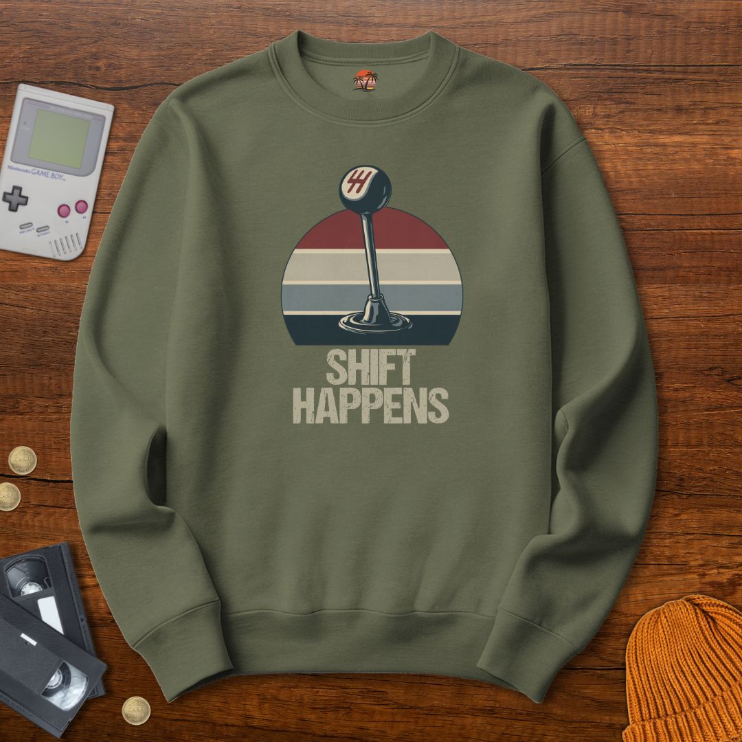 Printify Sweatshirt S / Military Green Shift Happens - Sweatshirt